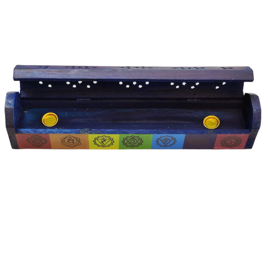 Porta Incienso Tipo Baúl 7 Chakras - Morado